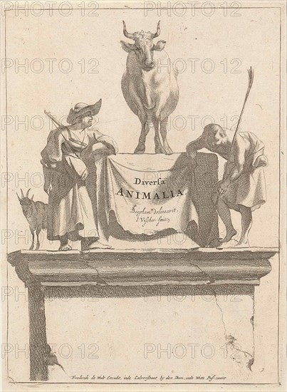 Title print for Diversa Animalia, Jan de Visscher, Frederik de Wit, 1643-1706