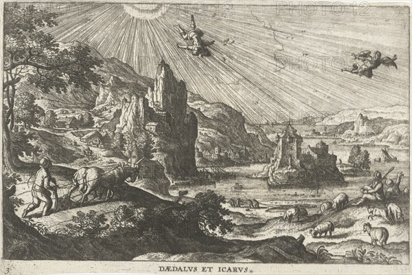 Fall of Icarus, Hans Bol, Anonymous, c. 1550 - c. 1650