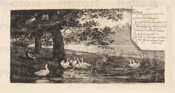 Geese at water, Elias Stark, 1887