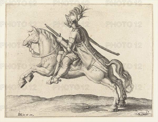 Horseman with harquebus, turned to the right, print maker: Jacob de Gheyn II workshop of, print maker: Zacharias Dolendo possibly, 1599