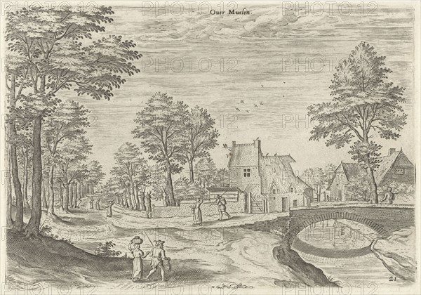 View of the road to Brussels, Belgium, print maker: Hans Collaert I, Hans Bol, Jacob Grimmer attributed to, 1530 - 1580