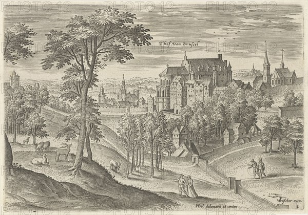 View of the Slot Hof of Brussels, Belgium, Hans Collaert I, Claes Jansz. Visscher II, 1530 - 1580
