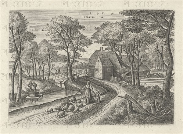 April. Julius Goltzius, Gillis Mostaert (I), Claes Jansz. Visscher (II), c. 1560 - 1595