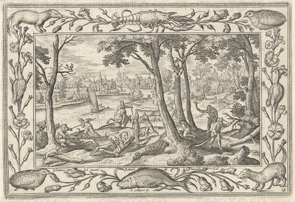 Bear hunting, Adriaen Collaert, Eduwart Hoes Winckel, 1582-1586