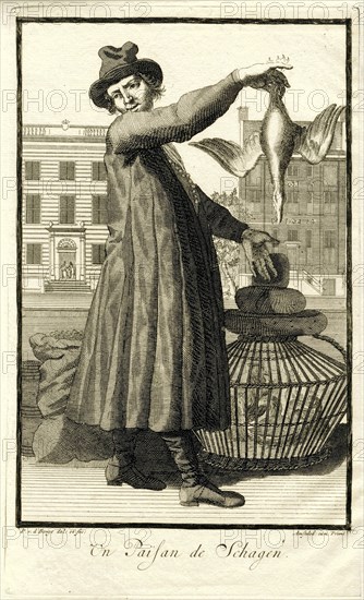Farmer from Schagen, The Netherlands, print maker: Pieter van den Berge, in or after 1694 - 1737