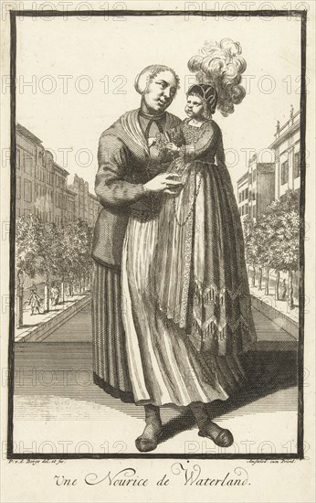Dry-nurse from Waterland. Pieter van den Berge, in or after 1694 - 1737, print maker: Pieter van den Berge, in or after 1694 - 1737