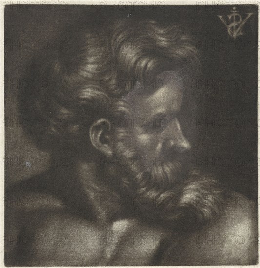 Bust of a man with beard, Jan van Somer, 1655 - 1700