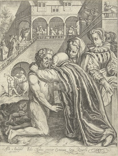 Homecoming of the Prodigal Son, print maker: Nicolaes de Bruyn, Assuerus van Londerseel, 1581 - 1656