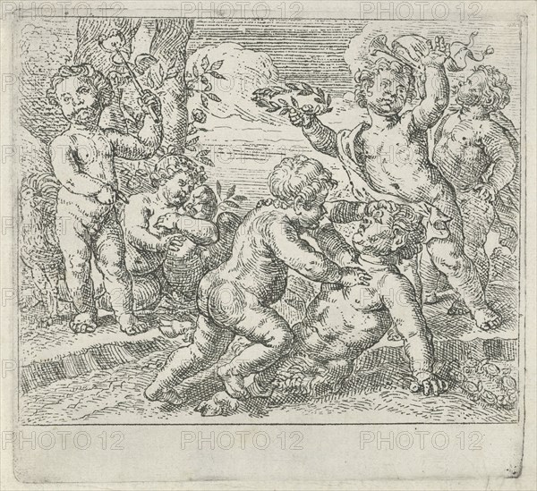 Fighting putti, Peter van Lint, 1619 - 1690