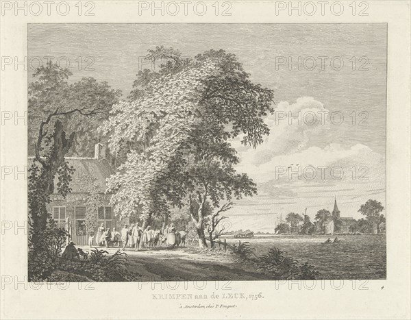 View of the ferry house, veerhuis in Krimpen aan de Lek, The Netherlands, 1756, Paulus van Liender, Pierre Fouquet, 1763
