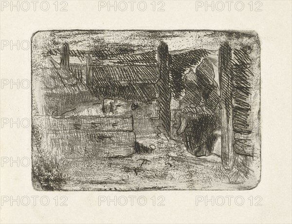 Children at the pig stable, Jozef IsraÃ«ls, 1835 - 1911