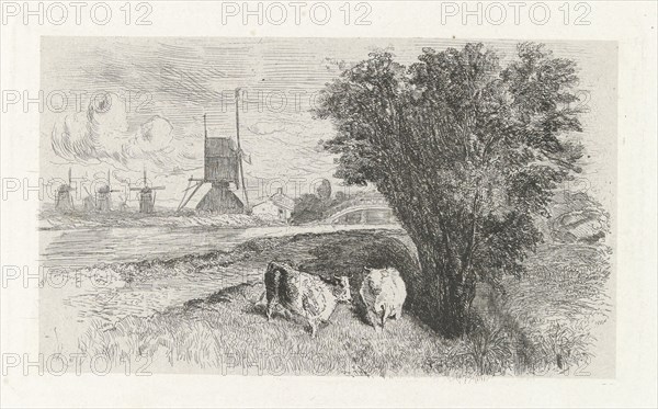 Cows at a road, Charles Rochussen, 1855