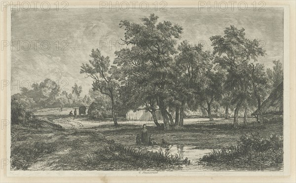 Landscape with farm among the trees, Christiaan Immerzeel, 1818-1886