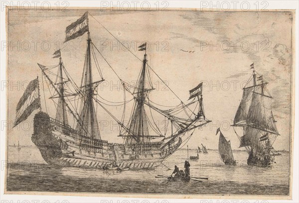 Great sailing boat and rowing boat, Reinier Nooms, 1650 - 1664