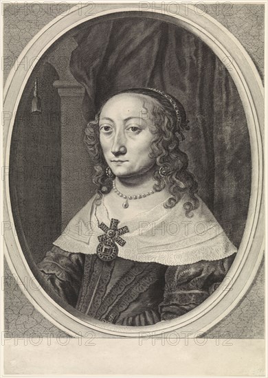 Portrait of Catherina Charlotta, Countess Palatine of Palatinate-Neuburg, Theodor Matham, Johannes Spilberg II, c. 1635 - 1653