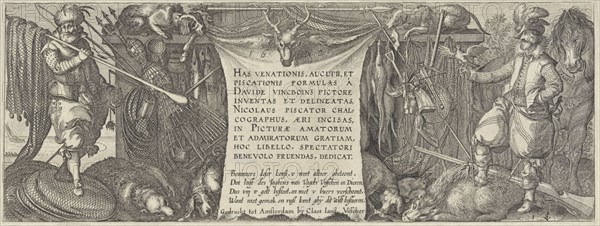 Title print for a series about hunting for birds, fish and mammals, Claes Jansz. Visscher (II), 1612