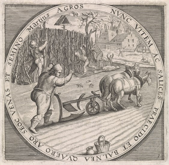 March: plowing, Anonymous, Crispijn van de Passe (I), Maerten de Vos, 1574 - 1687