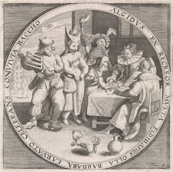 February: Shrove Tuesday, print maker: Anonymous, Crispijn van de Passe I, Maerten de Vos, 1574 - 1687