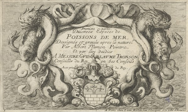 Shell-shaped cartouche with sea creatures, Albert Flamen, 1664