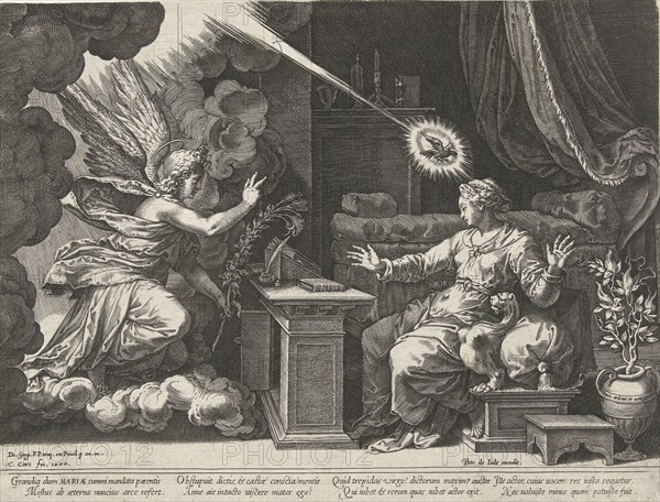 Annunciation, Cornelis Cort, unknown, Pieter de Jode (I), 1577