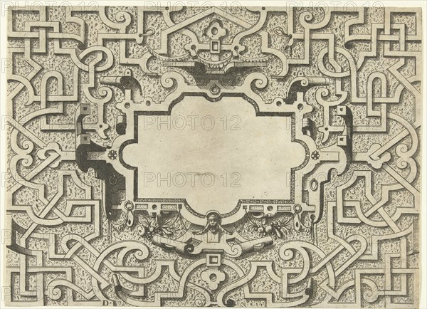 Cartouche, print maker: Johannes of Lucas van Doetechum, Hans Vredeman de Vries, Hieronymus Cock, c. 1555 - c. 1560