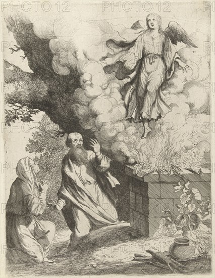 Manoach's sacrifice, Willem Basse, Hendrick Hondius (I), 1633 - 1672