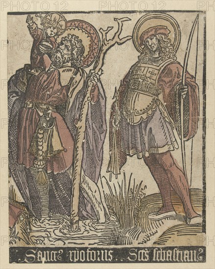 The Saints Christopher and Sebastian, print maker: Jacob Cornelisz van Oostsanen