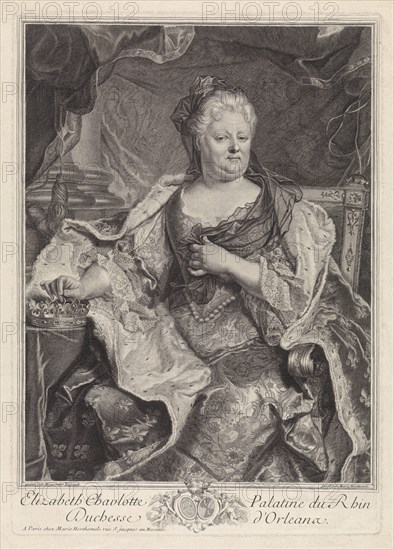 Portrait of Elizabeth Charlotte of the Palatinate, Duchess of Orleans, Louise Magdeleine Horthemels, 1700 - 1767