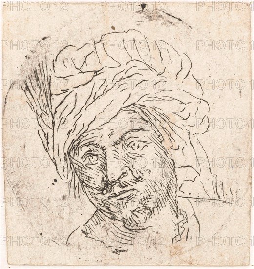 Mans Head with turban, Albert Flamen, Jacques van Merlen, Lodewijk XIV (koning van Frankrijk), 1664