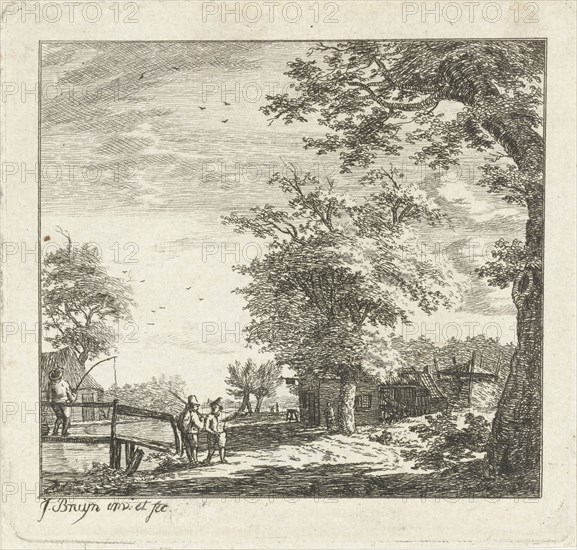 Village view, print maker: Johanna de Bruyn, 1732 - 1782