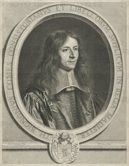 Portrait of the French statesman Theodore Bignon, print maker: Nicolas Pitau I, Philippe de Champaigne, 1644 - 1671