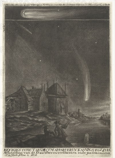 The tail stars of 1742 and 1744, print maker: Jan de Groot, 1744 - 1745