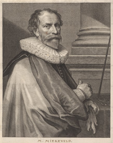 Portrait of Michiel Jansz. Mierevelt, print maker: Willem Jacobsz. Delff, Anthony van Dyck, 1610 - 1625