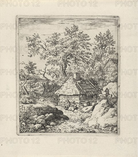 Landscape with hut and millstone, Allaert van Everdingen, 1631 - 1675