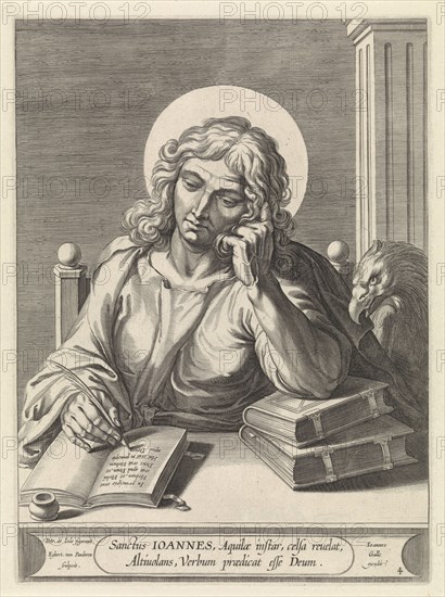 Evangelist John, print maker: Egbert van Panderen, Pieter de Jode I, Joannes Galle, c. 1590 - 1637