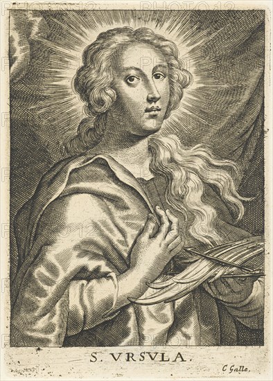 Saint Ursula with two arrows, Schelte Adamsz. Bolswert, Peter Paul Rubens, Cornelis Galle (II), 1596 - 1659
