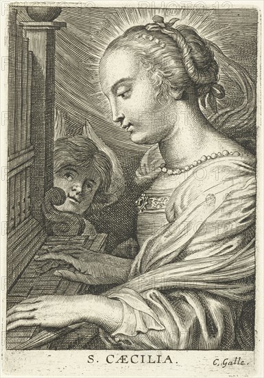 Saint Cecilia with organ, Schelte Adamsz. Bolswert, Peter Paul Rubens, Cornelis Galle (II), 1596 - 1659
