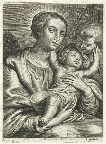 Virgin and Child with Saint John the Baptist, Schelte Adamsz. Bolswert, Peter Paul Rubens, Cornelis Galle (II), 1596 - 1678