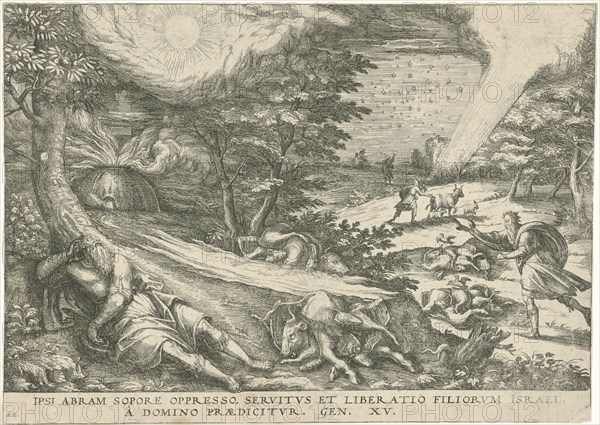 God's covenant with Abraham, print maker: Symon Novelanus attributed to, Johann Bussemacher possibly, 1577 - 1627