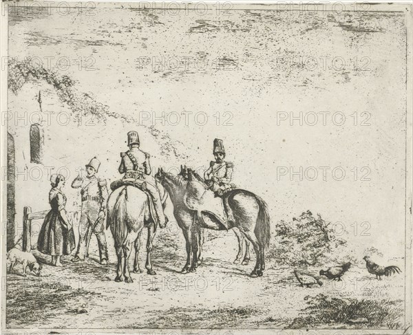 Three soldiers rest at home, Christiaan Wilhelmus Moorrees, 1811-1867