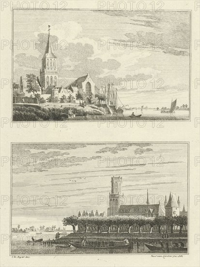 Minster Church and St. Aldegonde Church in Emmerich, 1732, Paulus van Liender, 1762