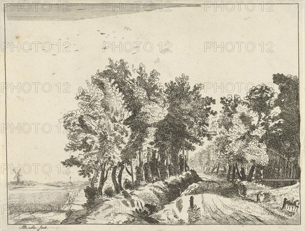 Landscape with a hut on the road, Anna Maria de Koker, 1640 - 1698