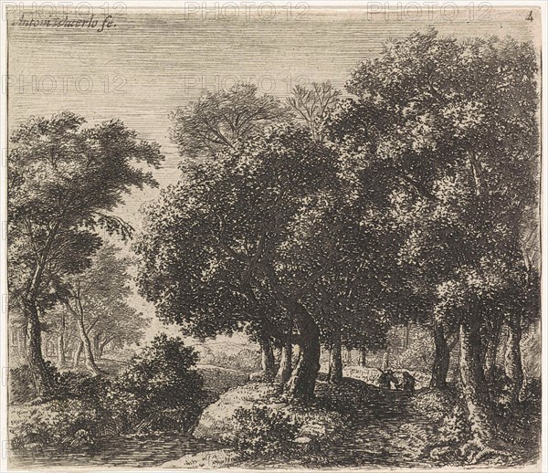 Two figures on a forest path, Anthonie Waterloo, Basan et Poignant, Pierre FranÃ§ois Basan, 1630 - 1663