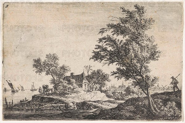 House on the waterfront, Anthonie Waterloo, 1630 - 1663