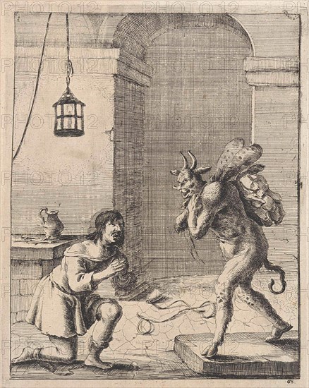 Fable of the devil and the criminal, Dirk Stoop, John Ogilby, 1665