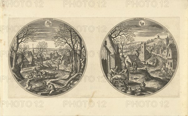 November and December, Adriaen Collaert, Hans Bol, Hans van Luyck, 1578 - 1582