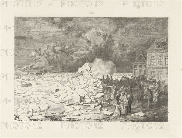 Breaking the ice in Arnhem, The Nethelands, Reinier Craeyvanger, Alexander Ver Huell or Verhuell, 1855-1880