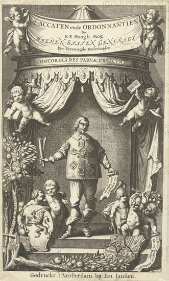 Herald of the Seven United Provinces, print maker: DaniÃ«l van den Bremden, Johannes Janssonius, 1644