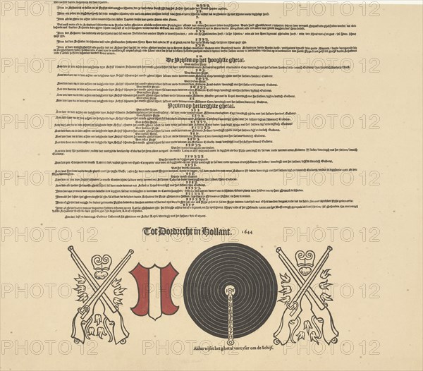 Call register for target shooting and lottery in Kloveniersdoelen Dordrecht in 1644 (lower half), Anonymous, 1800 - 1899