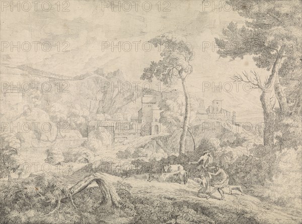 Three shepherds in a storm, Johannes Gottlieb Glauber, 1666 - 1703